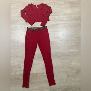 Savage gently Red Women's High-Waist Lounge Pants with Decorative Waistband